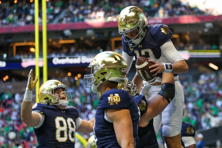 QB Riley Leonard leads No. 8 Notre Dame vs. familiar foe in Virginia