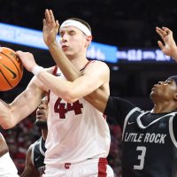 Adou Thiero, No. 20 Arkansas hold off Little Rock