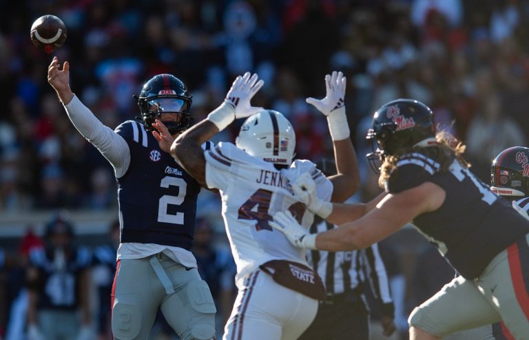 Jaxson Dart, No. 14 Ole Miss fend off Miss. State in Egg Bowl