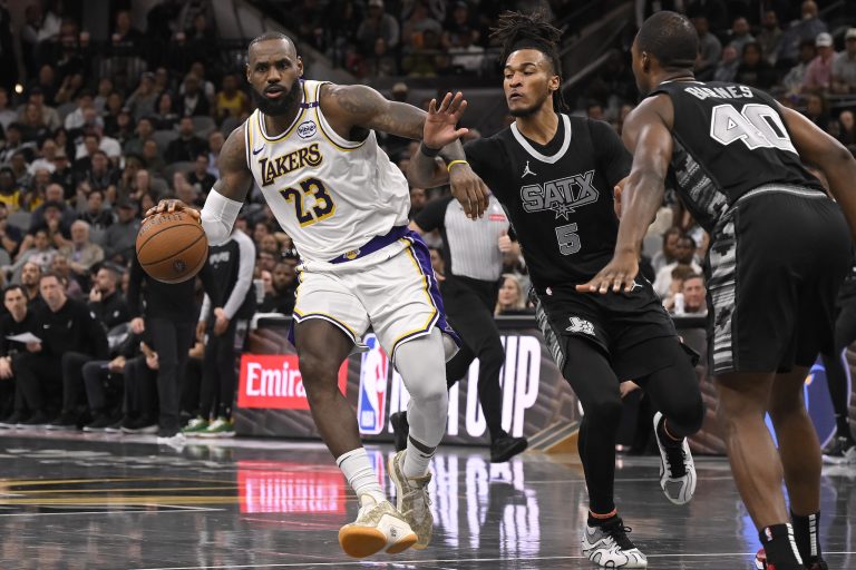 LeBron, Davis lead Lakers past Spurs to open NBA Cup defense